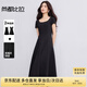 尚都比拉優(yōu)雅氣質(zhì)兩袖長A字連衣裙女夏季收腰顯瘦短袖裙吊帶裙白色中長裙