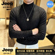 JEEP SPIRIT2026新款半高領男修身打底衫男士長袖保暖針織衫潮流緊身 黑色【奢級甄選】 M