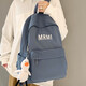 瑪嘎 日系純色書(shū)包男韓版原宿高中生大學(xué)生潮流帆布簡(jiǎn)約百搭大容量背包 韓國ins初中生小學(xué)生女生雙肩包 藍色帶加油鴨掛件