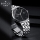 寶馳（BAO CHI） 手表男機械表全自動(dòng)防水夜光男表男士手表鋼帶休閑機械表腕表 銀色黑面銀色鋼帶
