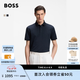 雨果博斯BOSS【禮物 絲光棉】男士26夏華夫格撞色短袖BOSSPolo 404-深藍色 L