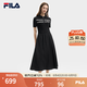 FILA 斐樂官方女裝連衣裙女裝夏潮流休閑修身短袖連身裙 正黑色-BK L 170/88A/L