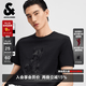 杰克·瓊斯（JACK&JONES）26年男裝短袖t恤男夏季新款純棉休閑半袖T恤男士法斗犬狗重磅刺繡 黑色E40 M (175)