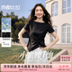 尚都比拉一字領純棉T恤女春夏設計感扭結不規則下擺短袖上衣減齡顯瘦女裝