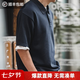 馬登工裝美式復古重磅珠地棉polo衫寬松翻領透氣半袖短袖T恤男夏 藏藍 L