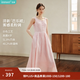 茵曼（INMAN）【苧麻棉】芭樂裙|背心連衣裙2026夏季女裝新款A字無袖長裙子 淺粉色 M