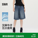 森馬（Semir）森柔|牛仔褲女夏季漢麻涼感寬松2026女生遮肉五分褲109326122005