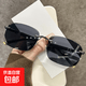 【送眼鏡盒】小紅書同款太陽鏡時尚無框切邊男女方框防曬墨鏡2026 黑框黑灰片