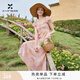 香影【夏日花路】碎花連衣裙女2026新款荷葉邊優(yōu)雅印花雪紡長裙子 銀牡丹色 S 155/80A/85-95斤