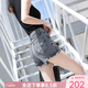 YUZHAOLIN牛仔短褲女夏新款破洞牛仔褲顯瘦韓版時尚毛邊休閑闊腿熱褲潮 灰色 L