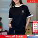 阿迪達斯（adidas）三葉草男裝女裝 2026夏季新款時尚情侶圓領短袖T恤修身休閑運動服 KB2459/黑色全棉/男女同款 S 【建議體重105斤-120斤】
