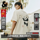 杰克·瓊斯（JACK&JONES）男裝26年純棉短袖T恤男士夏季潮流寬松卡通熊貓印花情侶半袖t恤 A08云米色 M 175寬松版，建議拍小一碼