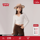 Levi's【商場同款】李維斯女士美式修身復古開領針織休閑T恤0052G 米白色 M