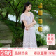 三彩【一溪風(fēng)月】2026夏季新款新中式連衣裙?fàn)C金A字長(zhǎng)裙C