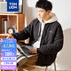 唐獅（TonLion）2023棉衣男士棒球領(lǐng)棉服夾棉外套 黑色 S 