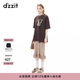 DZZIT地素短袖T恤春秋棉質貓咪印花休閑寬松上衣女3J3B3041W 黃褐色 XS