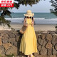 槿城海邊度假黃色格子背心連衣裙溫柔風女夏季新款寬松顯瘦長裙子HS22 黃色（有內里） M
