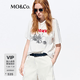 MO&Co.短袖T恤2026夏新品新疆棉線繡刺繡萌寵寬松落肩MBF2TEET24 本白色 M /165