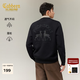 卡賓（CABBEEN）【重工刺繡釘珠】卡賓輕奢圓領(lǐng)衛(wèi)衣男裝2025秋季新款重磅純棉上衣 煤黑色01 XL /180/52