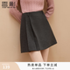 香影格雷系a字半身裙女2025冬季新款遮胯壓褶高腰百褶學院風短裙 深灰 M 160/64A/95-110斤