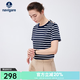 Navigare意大利小帆船短袖T恤女夏季純棉條紋體恤衫時尚顯瘦圓領百搭汗衫 海軍藍/白 L