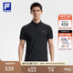 FILA 菁英POLO斐樂官方男子針織短袖POLO衫2026夏季新款防曬上衣 深黑-BK XL 180/100A/XL
