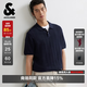 杰克·瓊斯（JACK&JONES）男裝上衣polo短袖常規豎向條紋針織面料翻領圖案潮流 E37墨藍 常規 M （175）