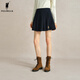 POLOWALK女士百褶裙2024秋季新款純色百搭半身裙學院風小眾JK短裙 深藏青 165/L