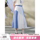兩三事詩藤綺夢 2025夏季新款小清新格子條紋拼布a字半身裙長裙 藍白格 L