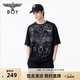 BOY LONDON潮牌燙銀LOGO印花休閑潮牌短袖夏季男女同款T恤N01144 黑色 S
