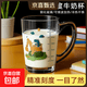 鋼化玻璃杯兒童早餐杯耐熱可微波加熱牛奶杯卡通水杯帶刻度杯子 鋼化可微波/新款挖掘龍（滿杯320ml）