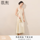 香影新中式白色背心連衣裙女2026秋季新款u領緞感暗花國風無袖裙 鷺白 M 160/84A/95-110斤