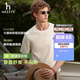 HAZZYS【張晚意同款】哈吉斯男裝 26新款夏季華夫格短袖T恤男 米黃色OW XL （180/100A 50）