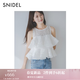 SNIDEL襯衫女26春夏新品甜美圓領無袖雙層荷葉邊提花上衣SWFB261175 白色 均碼 (F)