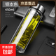 雙層玻璃杯簡約水杯男家用耐高溫茶水分離玻璃杯大容量泡茶杯子 銀白色加厚450ml