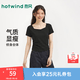 熱風(fēng)（Hotwind）2026年夏季新款女士鉆石領(lǐng)短袖T恤方領(lǐng)棉質(zhì)修身型短袖T恤上衣 01黑色 M