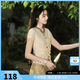 三彩【杏雨清夏】2026夏季新款新中式T恤V領修身短袖上衣小衫C 珞黃色 L 165/88A