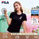 FILA 斐樂(lè)官方女裝針織短袖衫2026春新款時(shí)尚休閑小貓刺繡圓領(lǐng)涼感T恤 正黑色-BK L (105) 170/88A/L