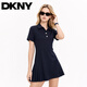 DKNY時(shí)尚學(xué)院風(fēng)短袖POLO領(lǐng)裙子女百褶下擺女式連衣裙