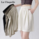 拉夏貝爾（La Chapelle）短褲女士夏季輕薄透氣百搭寬松戶外運(yùn)動(dòng)高腰五分褲 米白 M