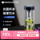 萬象（WANXIANG）銀離子抗菌玻璃杯禮盒裝雙層泡茶杯AV12L月光藍商務杯360ml水杯