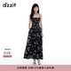 DZZIT地素連衣裙夏季復(fù)古重工刺繡收腰吊帶裙子女3J2O2196A 黑色 M