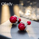 Qlady 女士雙面耳釘925銀珍珠耳釘女學(xué)生韓版氣質(zhì)韓國個(gè)性簡(jiǎn)約甜美耳環(huán)女時(shí)尚網(wǎng)紅同款裝飾耳飾品 皇冠款-紅色