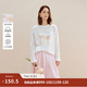 茵曼（INMAN）亞麻棉|茵曼蝴蝶結(jié)印花寬松T恤2026夏季女裝新款休閑百搭長袖上衣 珍珠白 M