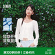 森馬（Semir）長袖T恤女夏短款肌理提花修身木耳邊針織衫2026開衫109326101005