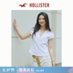HOLLISTER小海鷗圖案甜美波點(diǎn)V領(lǐng)短袖襯衫26春夏女裝340-6134 白色 S (165/84A) 尺碼偏大，建議小一碼