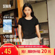 森馬（Semir）陳都靈|短袖t恤女26夏短款圓領上衣正肩收腰V領內搭109326100003