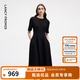 朗姿【精英衣櫥 Basic衣櫥】小香風(fēng)赫本風(fēng)波點小黑裙女收腰高智連衣裙 黑色2 L