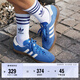 adidas「T頭鞋」STADT經典時尚薄底運動板鞋男女阿迪達斯三葉草   藍色/乳白色/紙板黃 (推薦女生選小半碼)   41