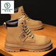 啄木鳥(niǎo)馬丁靴男春夏高幫英倫風(fēng)工裝大黃靴男士加絨棉鞋厚底戶(hù)外大碼皮靴 (單鞋款)卡其 46